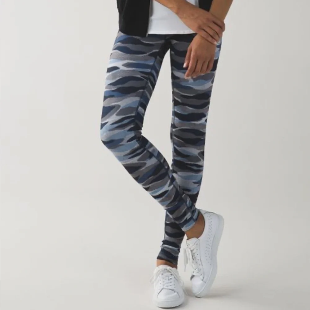 LULULEMON Wunder Under Pant Hi-Rise Mini Coast Camo Deep Navy Multi Size 4